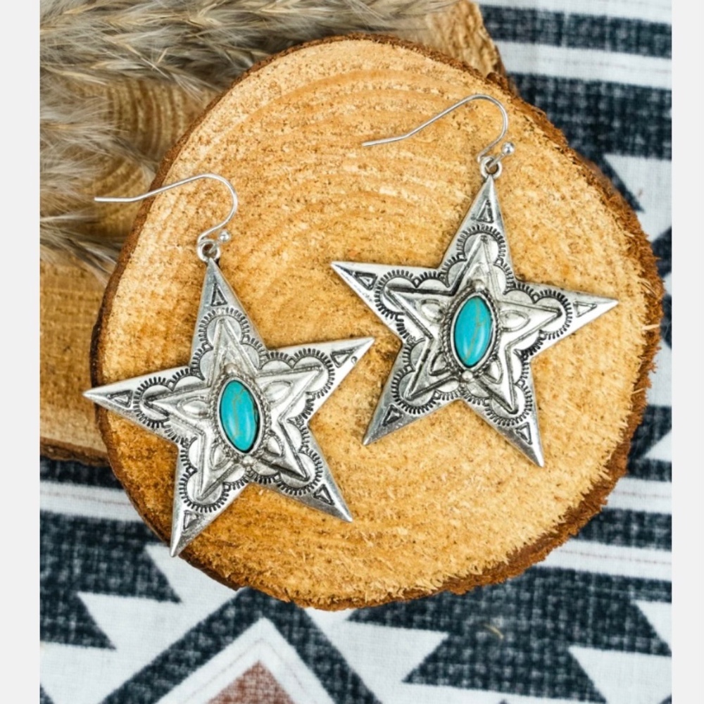 Turquoise Star Earrings Western Cowgirl Jewelry